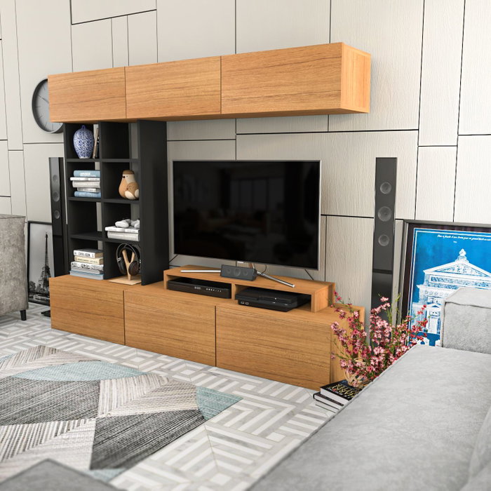 Hanah Home Sasa Unidad de TV - Teak, Black